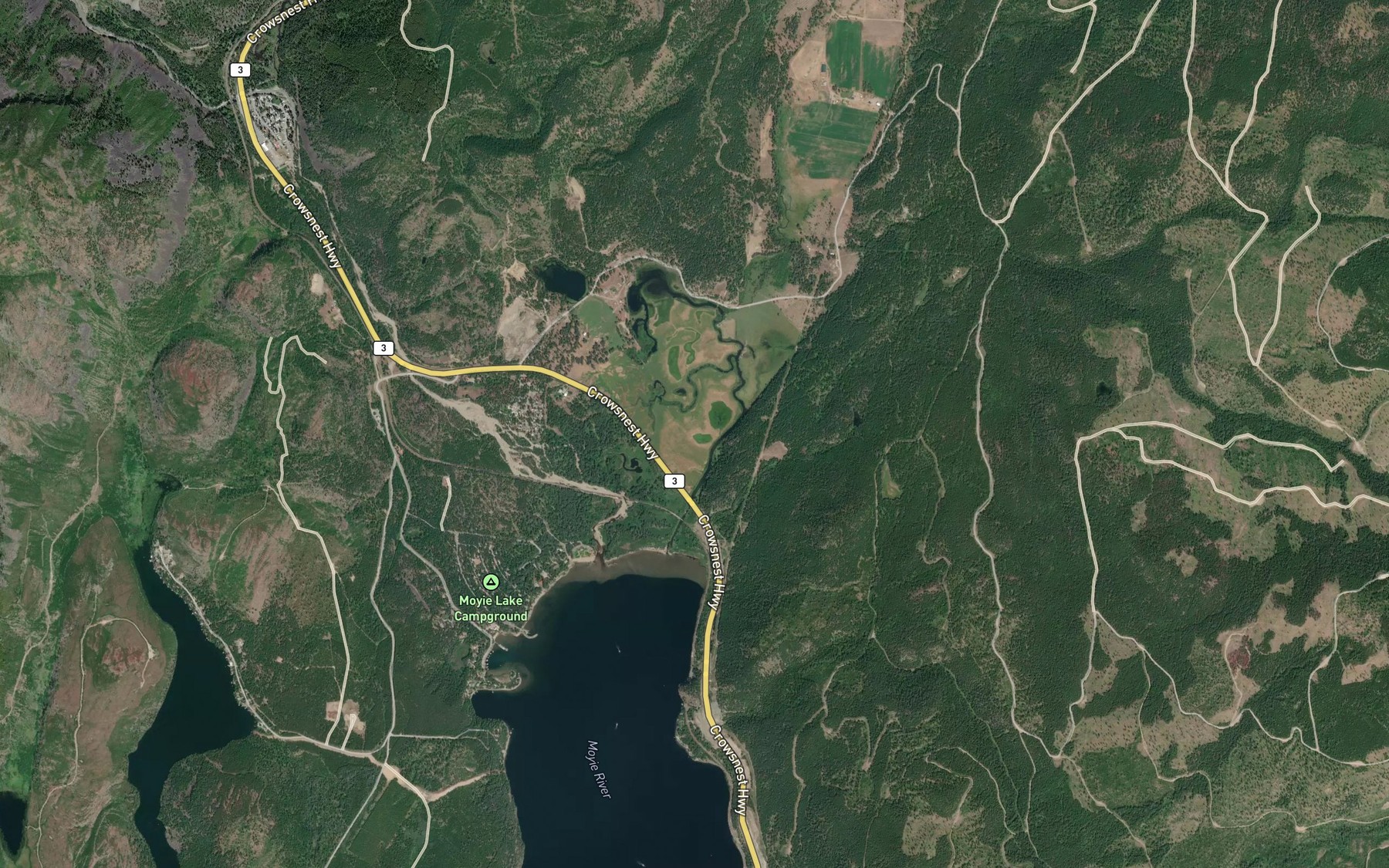 Satellite map of the Peavine Creek