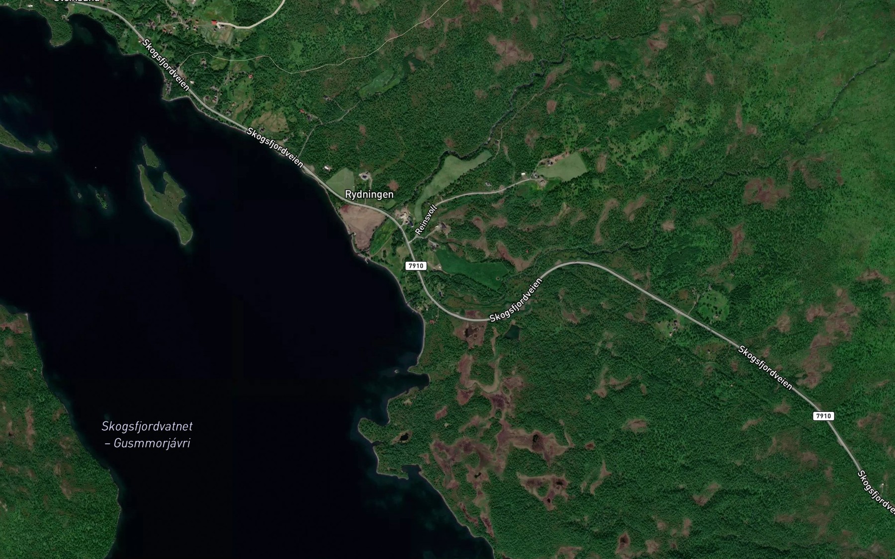 Satellite map of the Indreelva