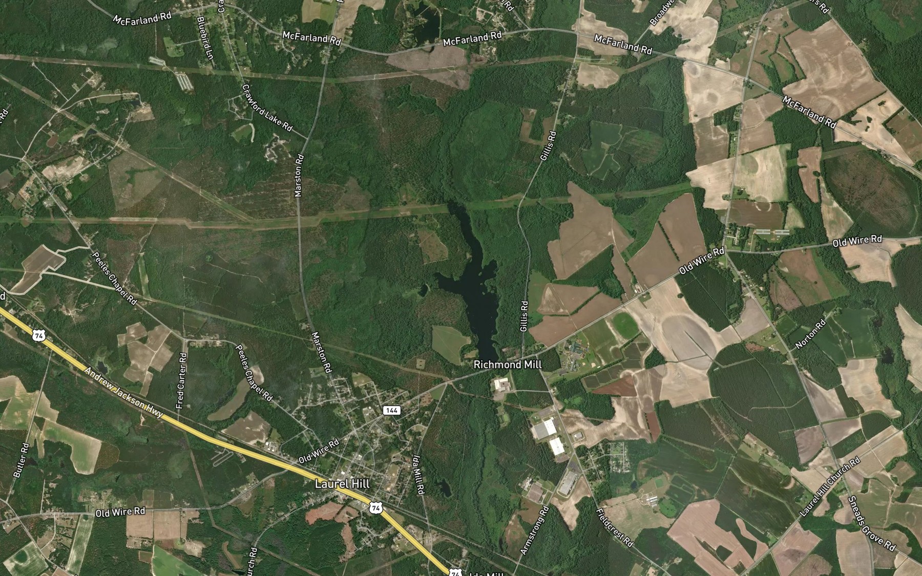 Satellite map of the Upper Beaverdam Creek