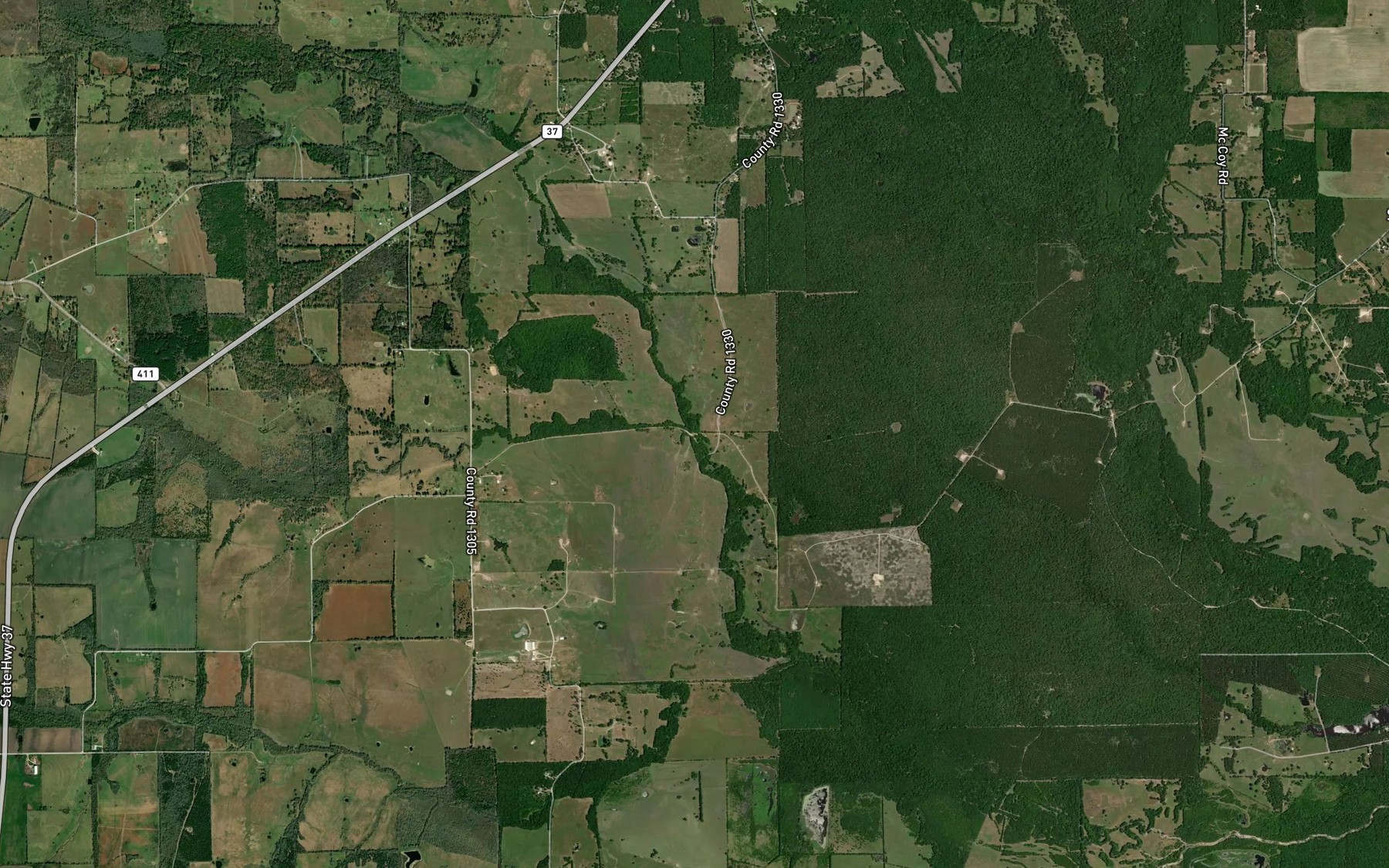 Satellite map of the Gouchy Creek