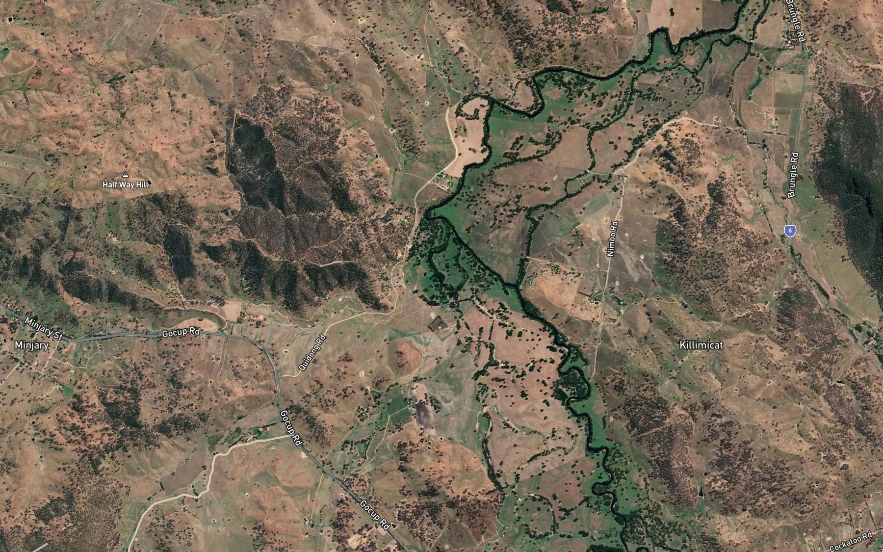 Satellite map of the Stuckeys Creek