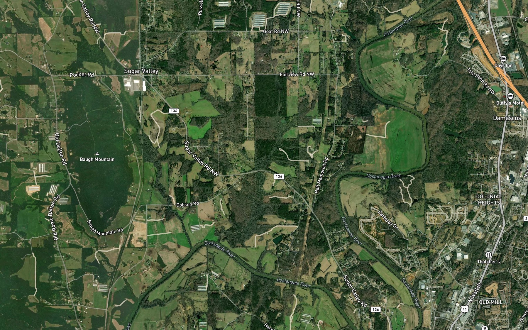 Satellite map of the Lick Creek