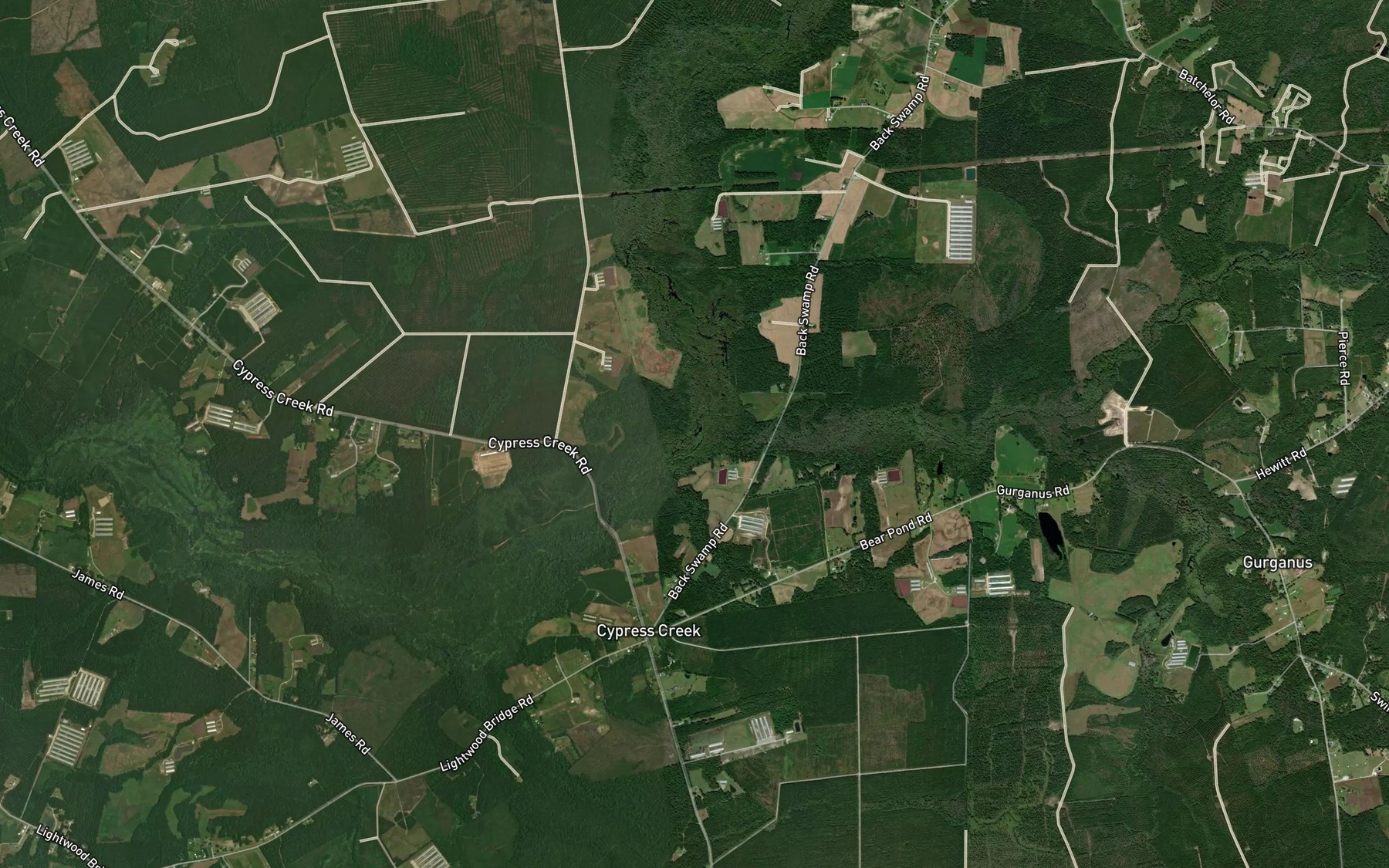 Satellite map of the Ninemile Creek
