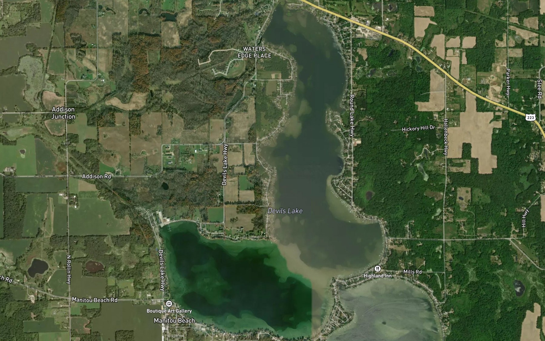 Satellite map of the Devils Lake