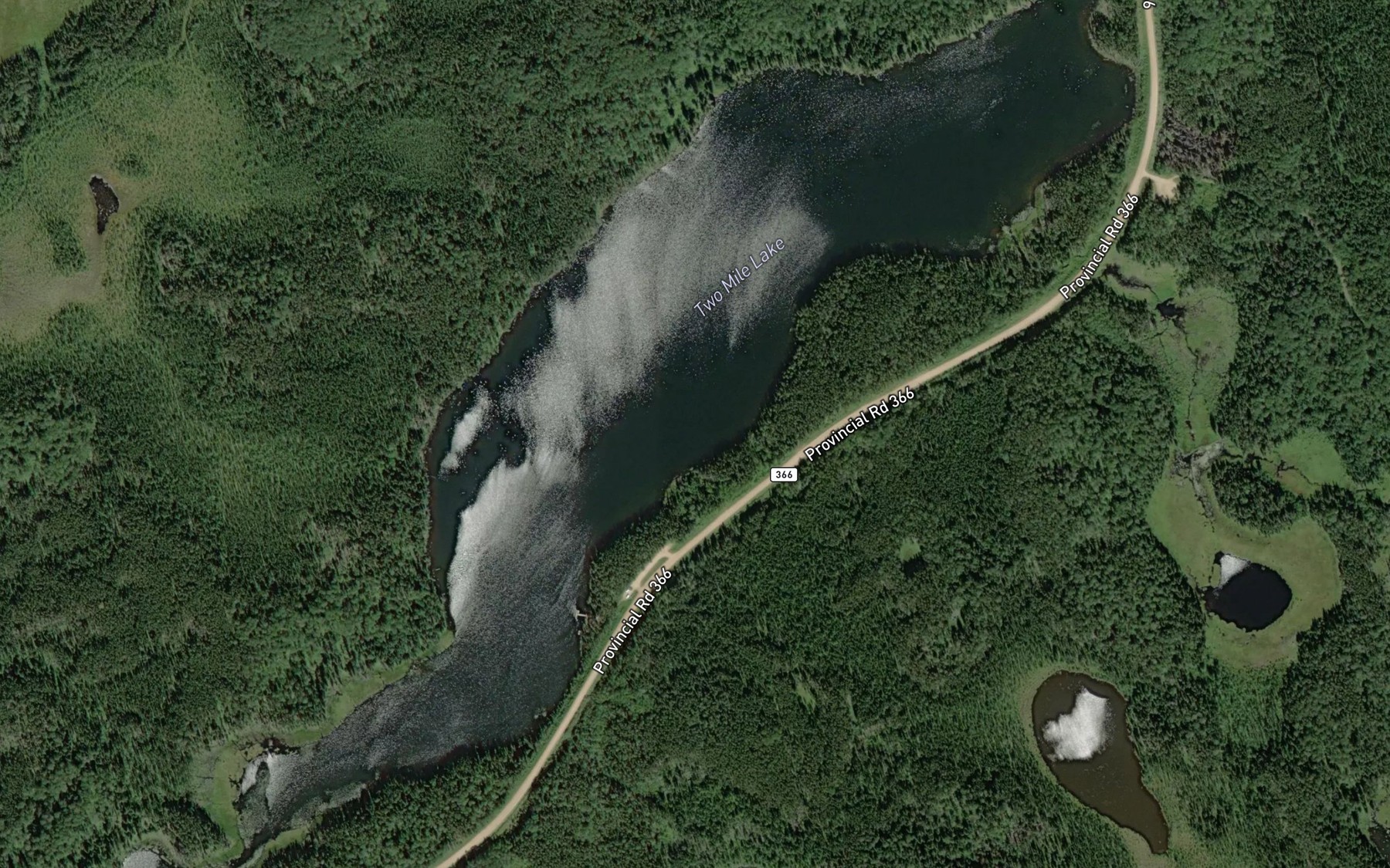 Satellite map of the Two Mile Lake