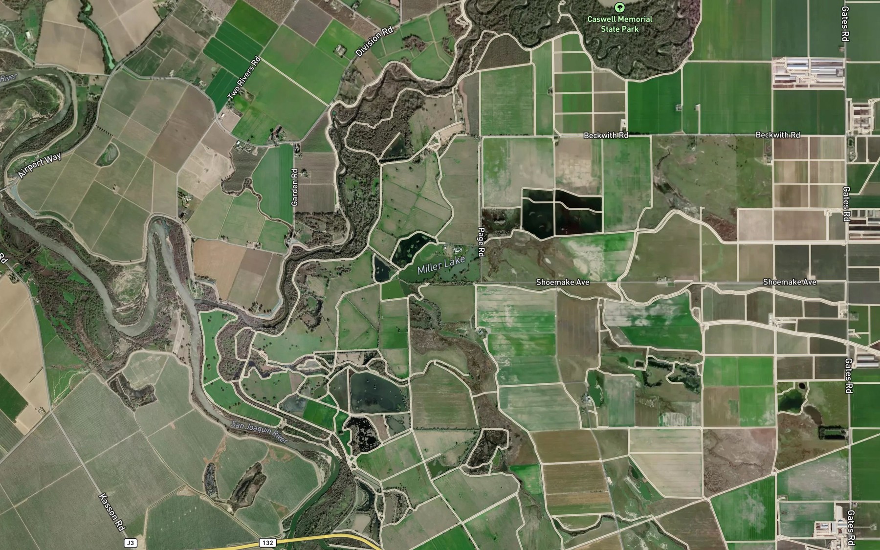 Satellite map of the Miller Lake