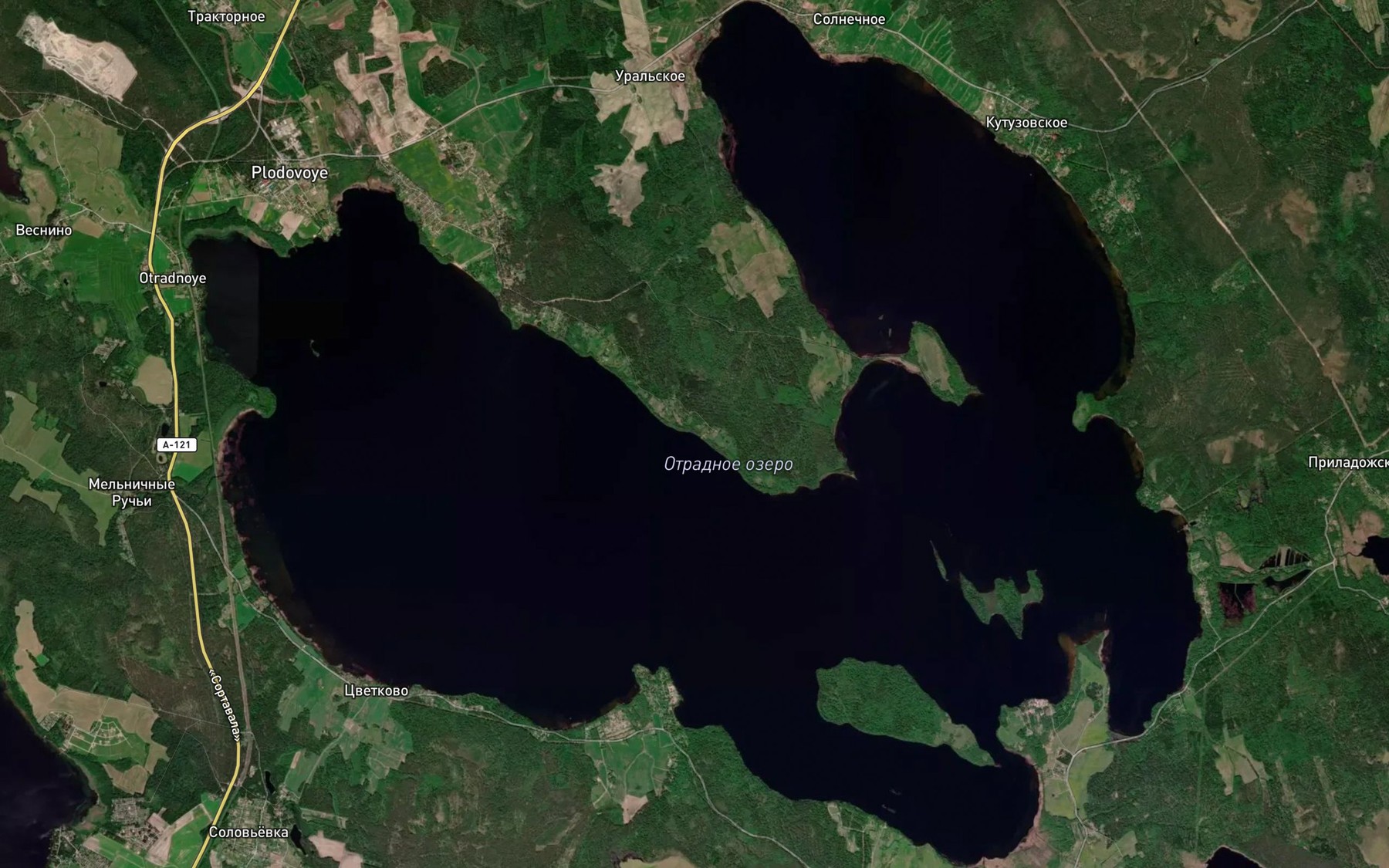 Satellite map of the Ozero Otradnoye