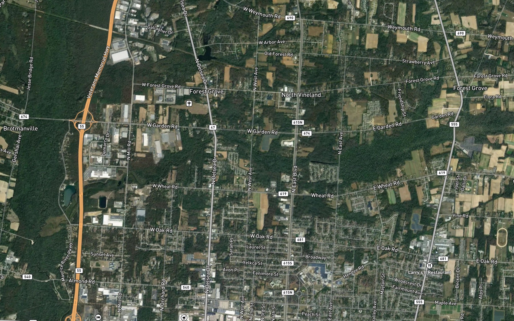 Satellite map of the Pine Branch