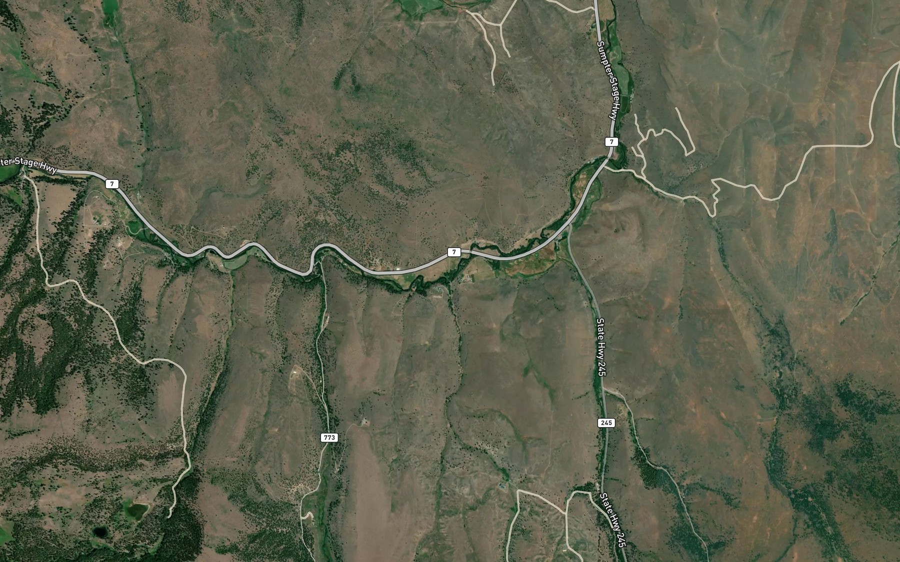 Satellite map of the Rancheria Creek