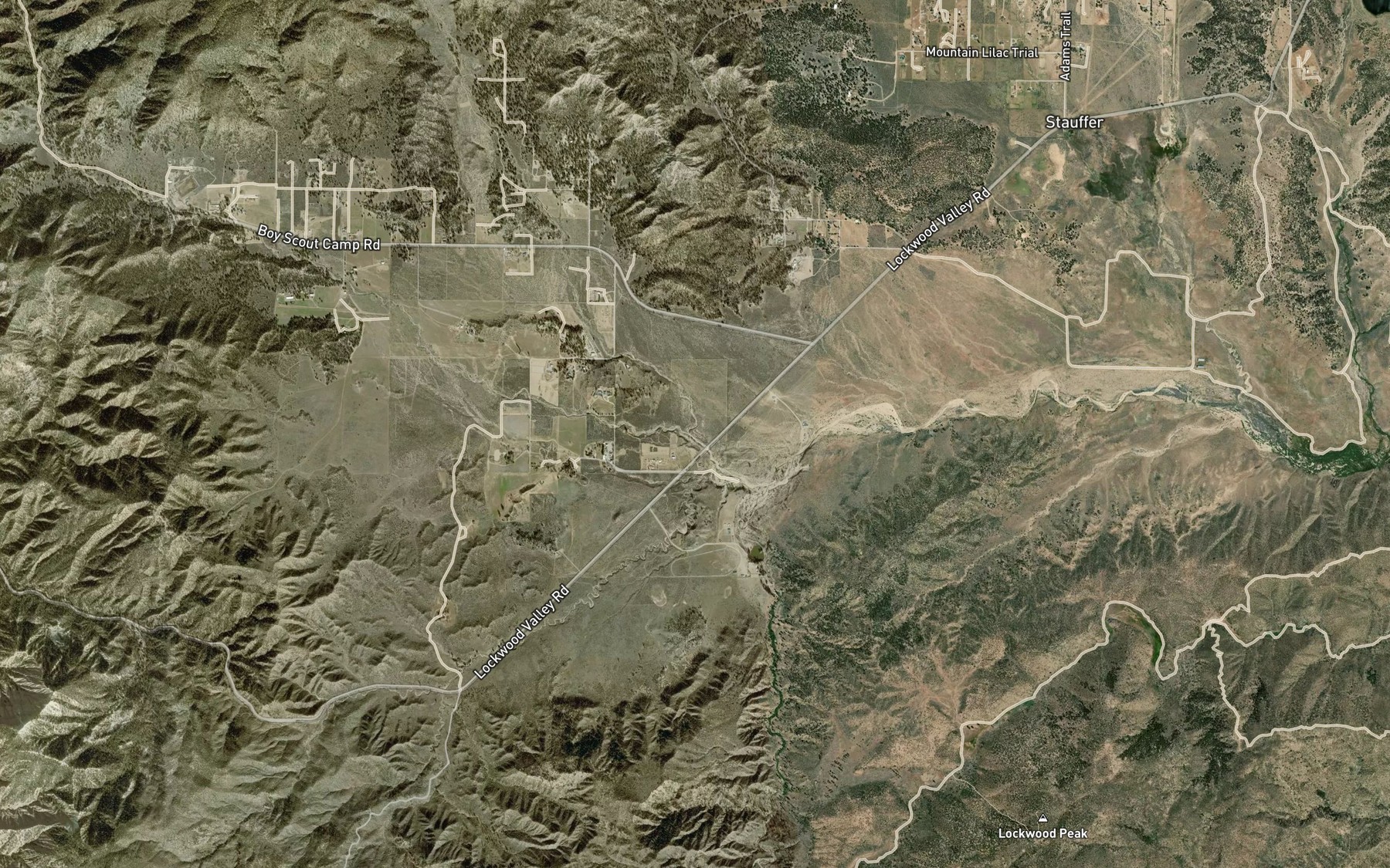Satellite map of the Middle Fork Lockwood Creek