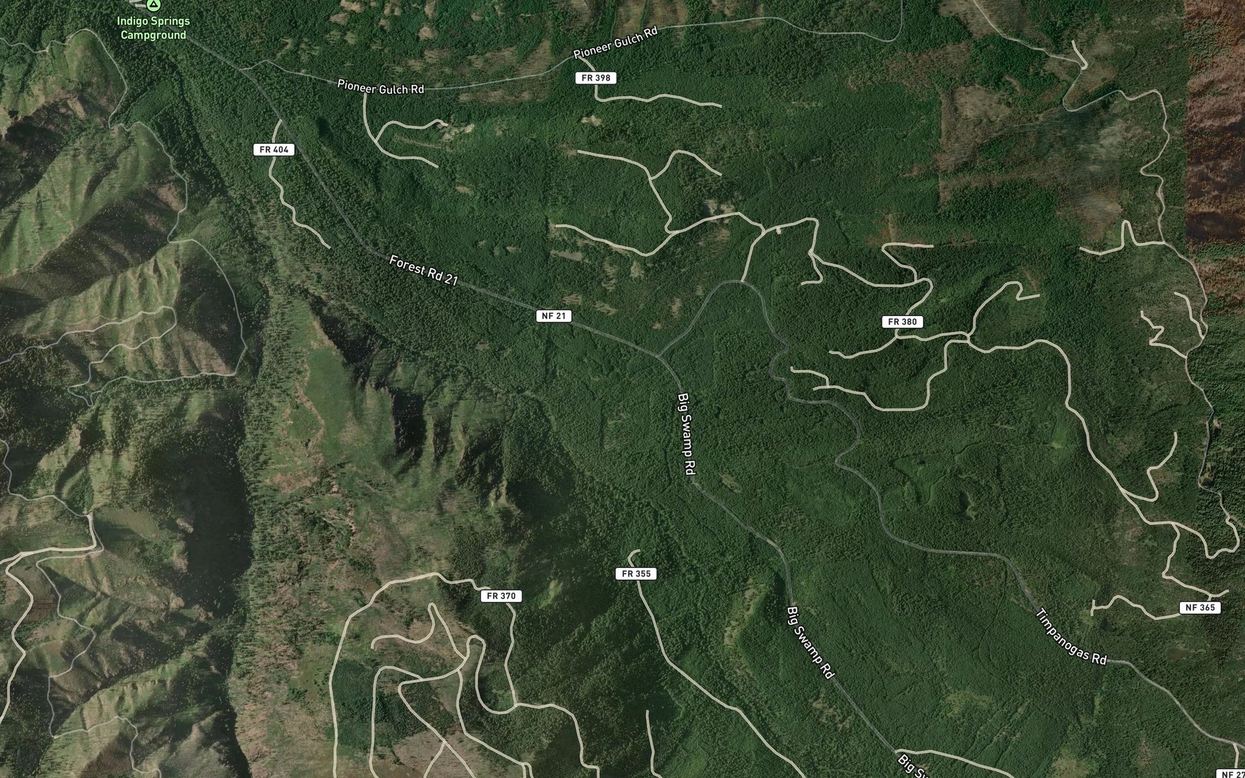 Satellite map of the Emigrant Creek