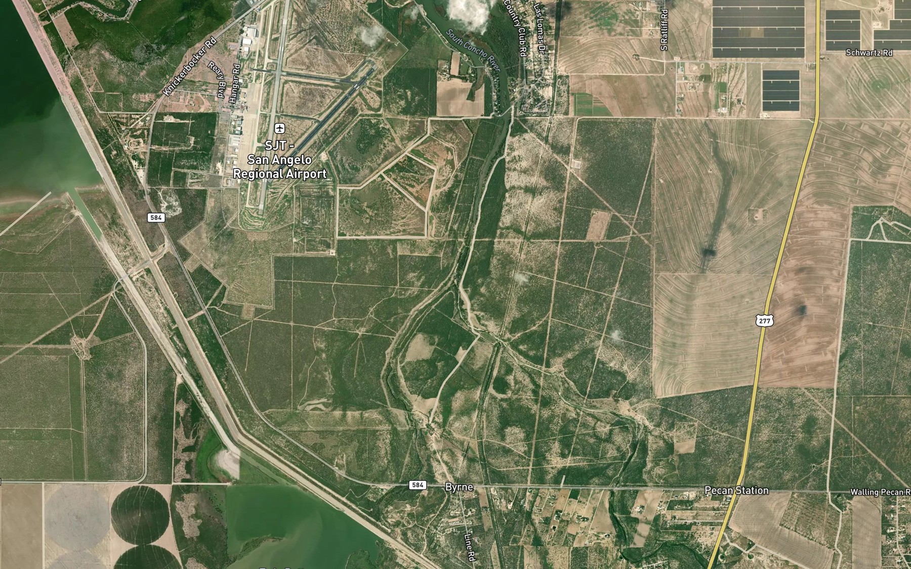Satellite map of the Pecan Creek