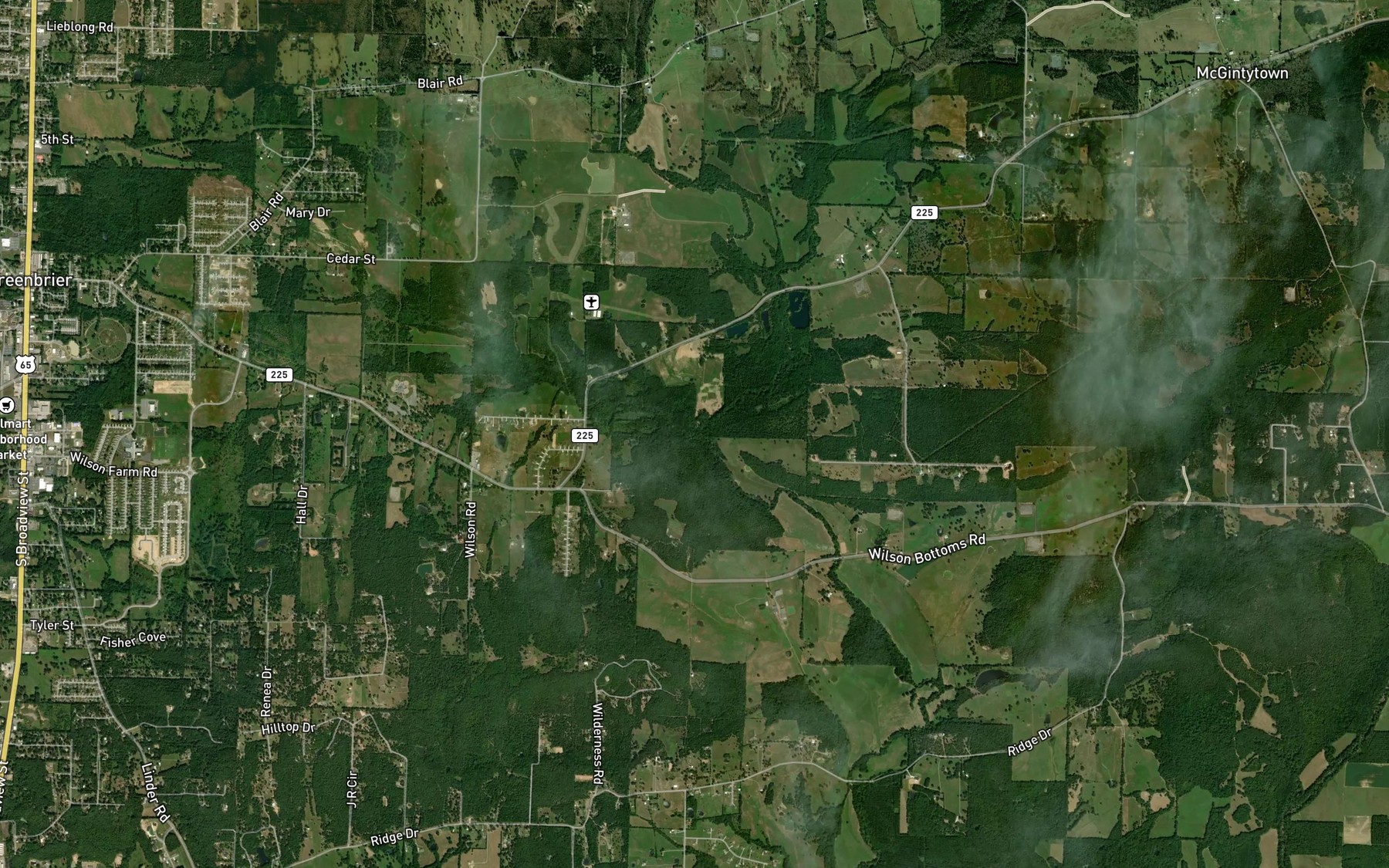 Satellite map of the Prairie Creek
