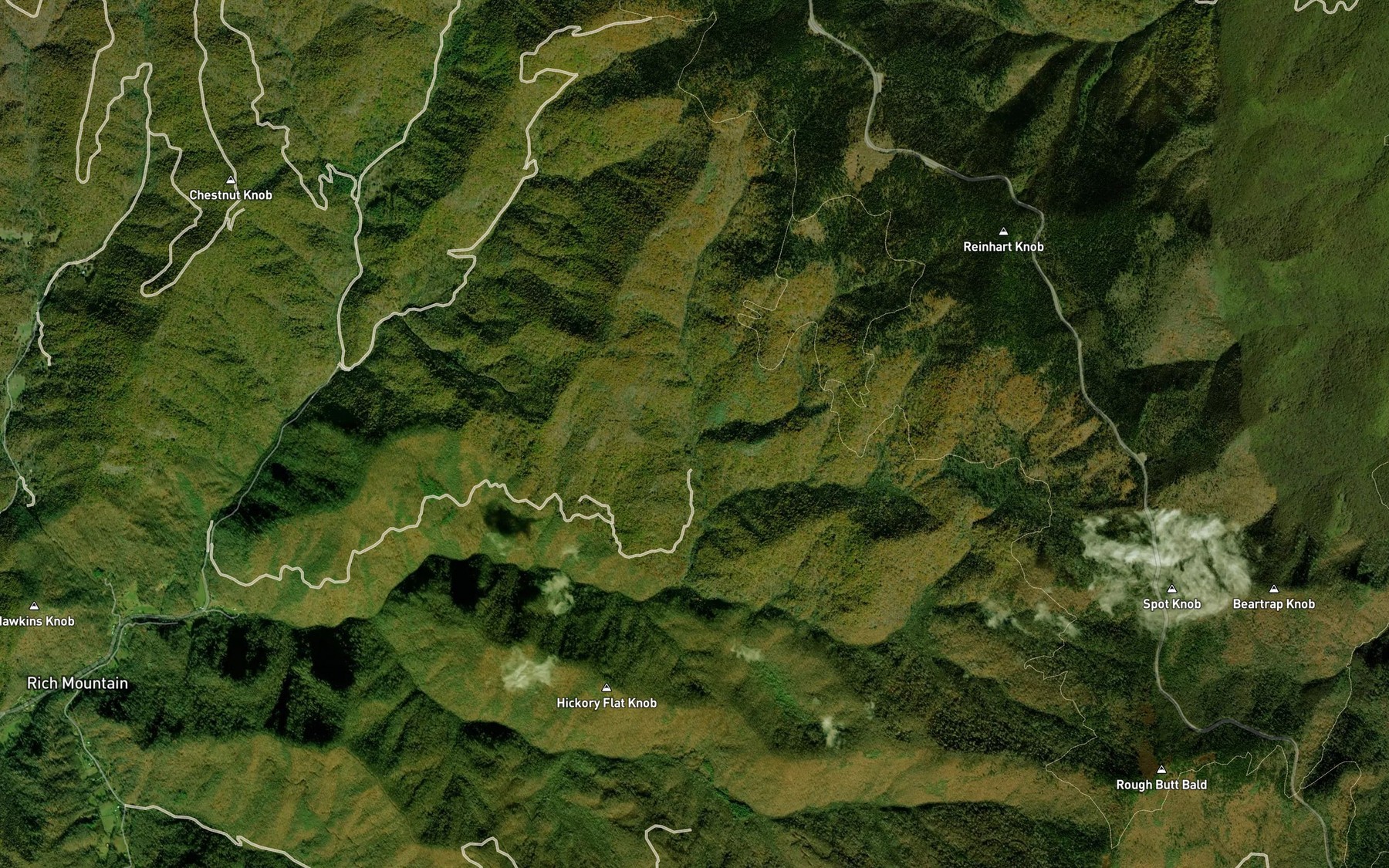 Satellite map of the Chestnut Ridge Creek