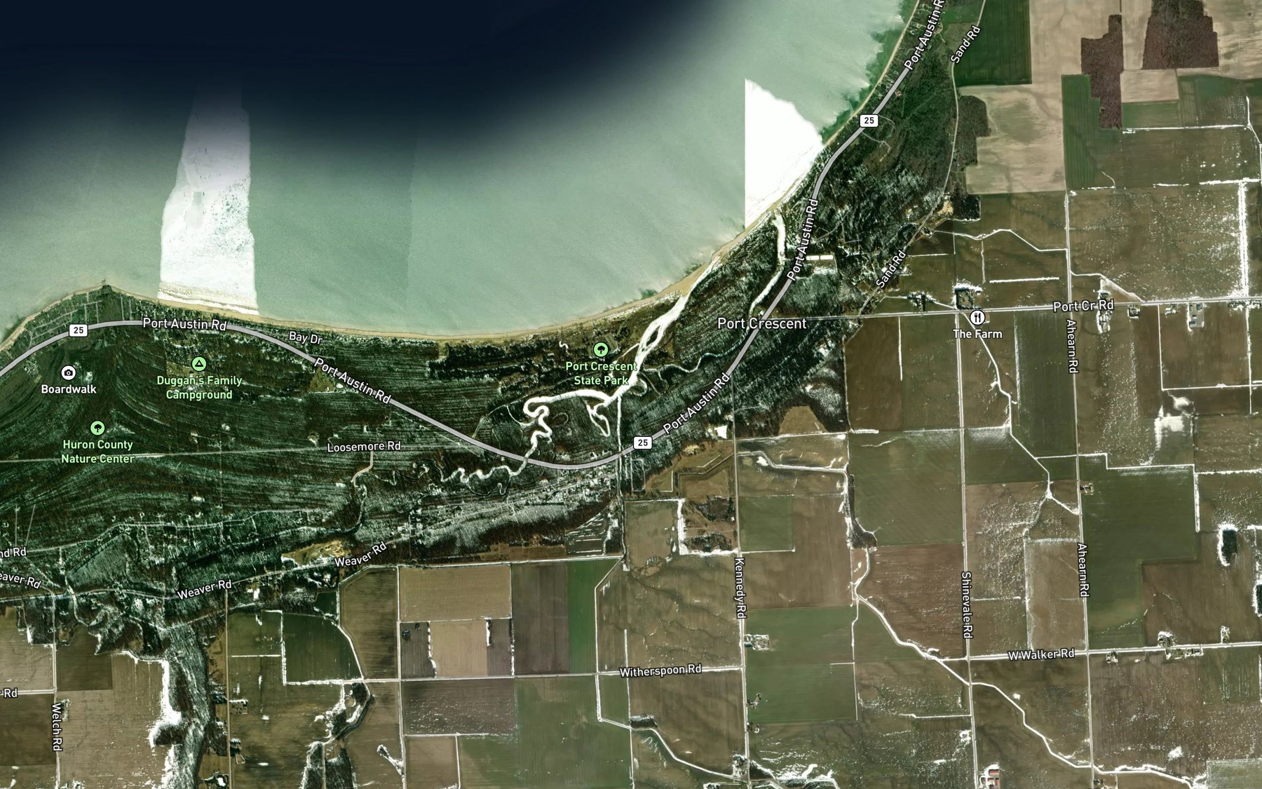 Satellite map of the Schram Branch