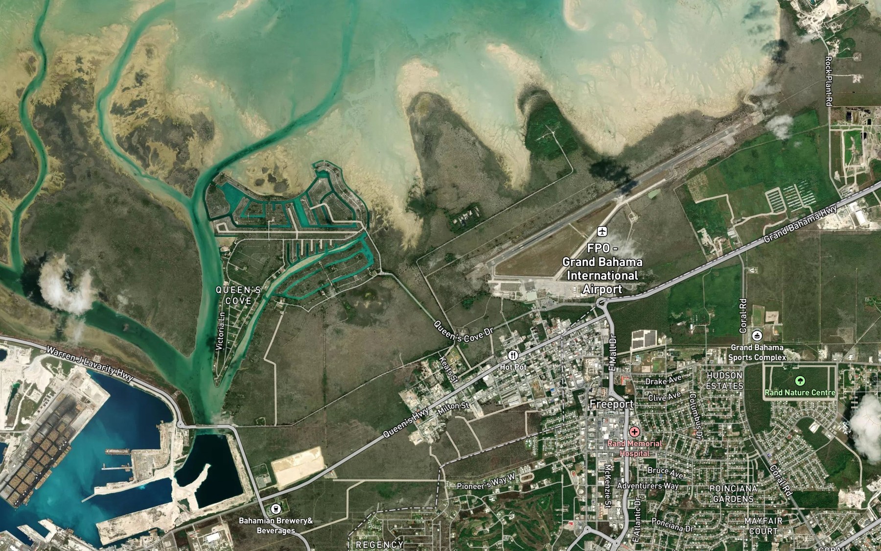 Satellite map of the Queen's Cove