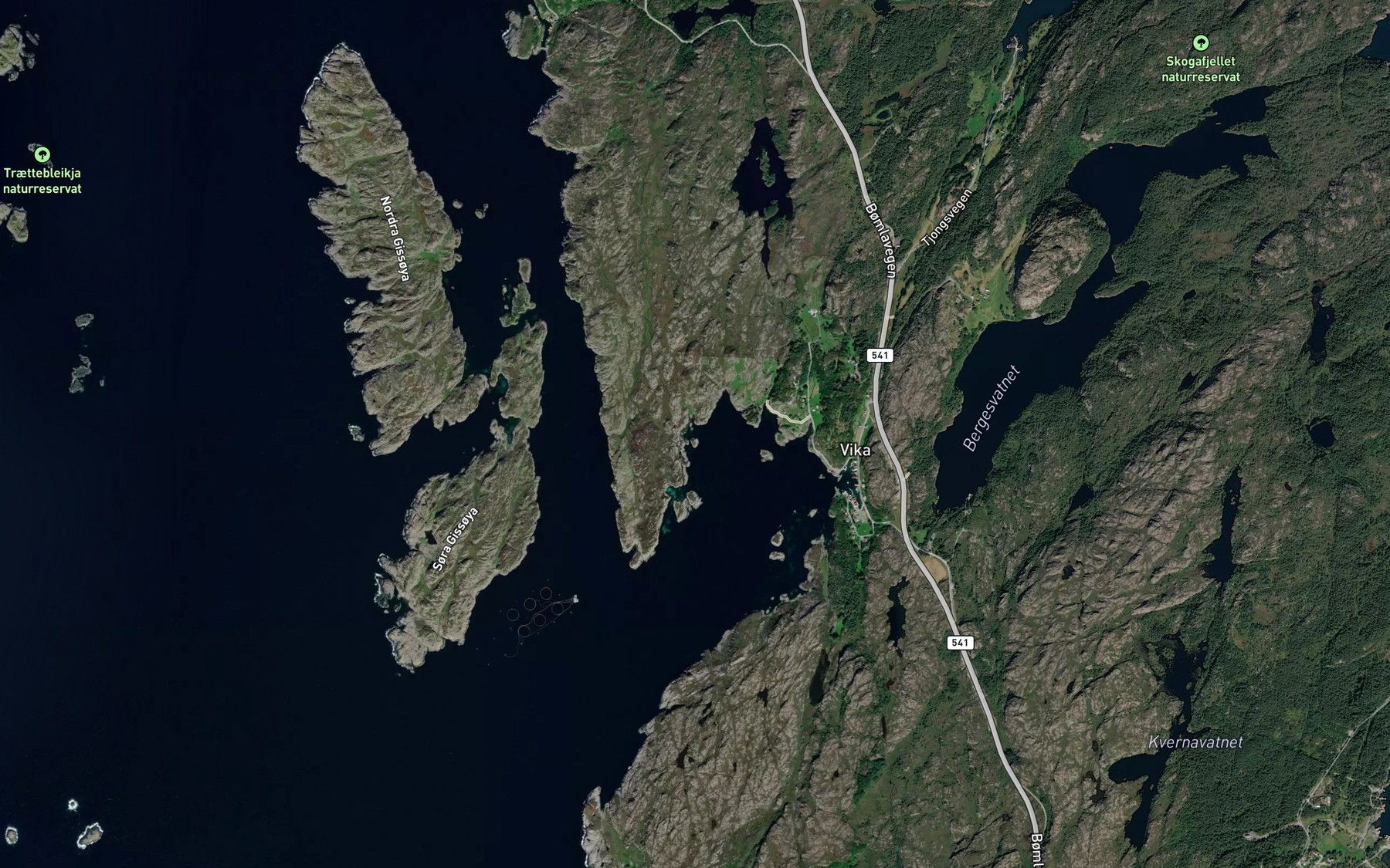 Satellite map of the Mjelkevika
