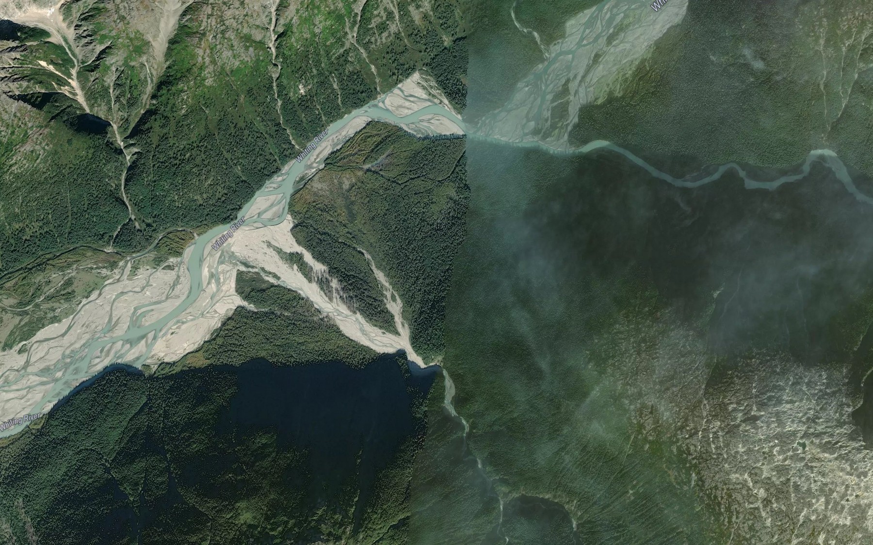Satellite map of the South Whiting River