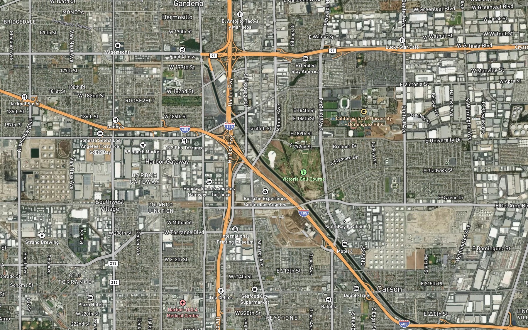 Satellite map of the Dominguez Channel