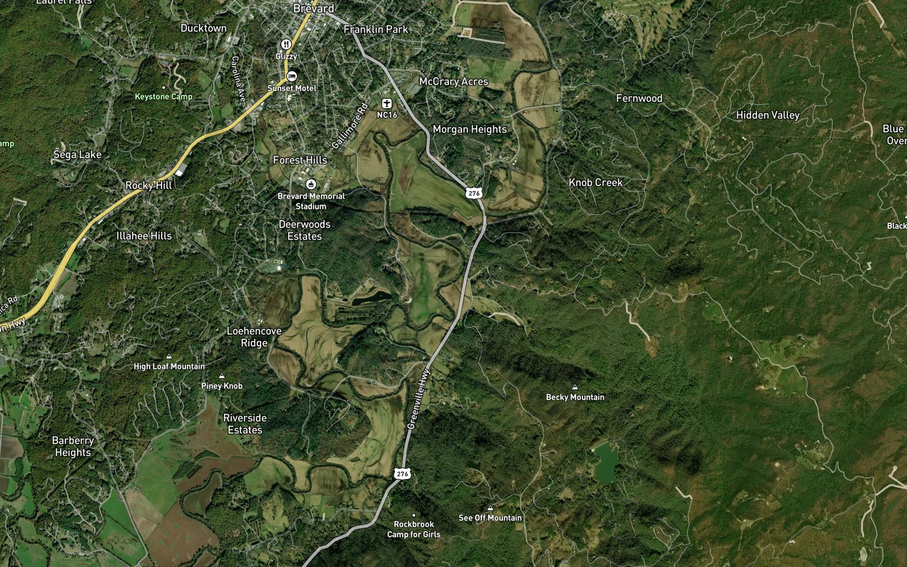 Satellite map of the Hogsed Creek
