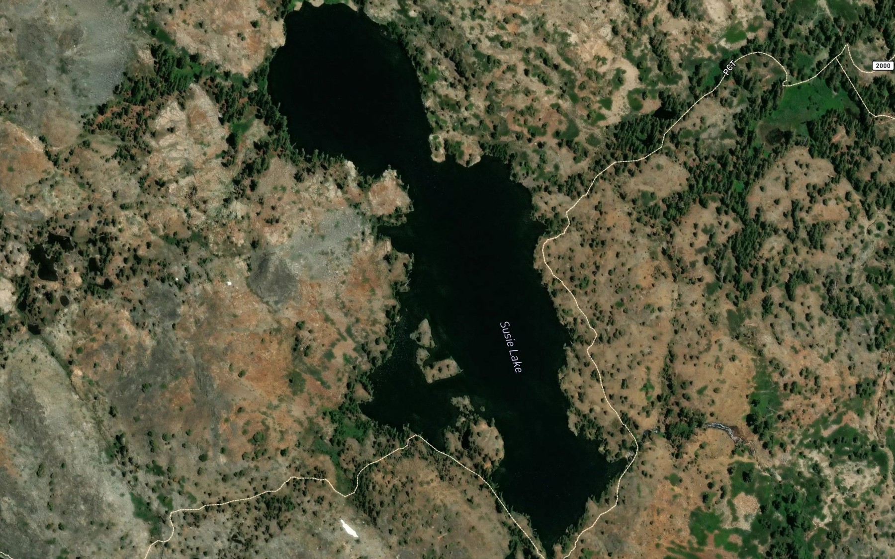 Satellite map of the Susie Lake