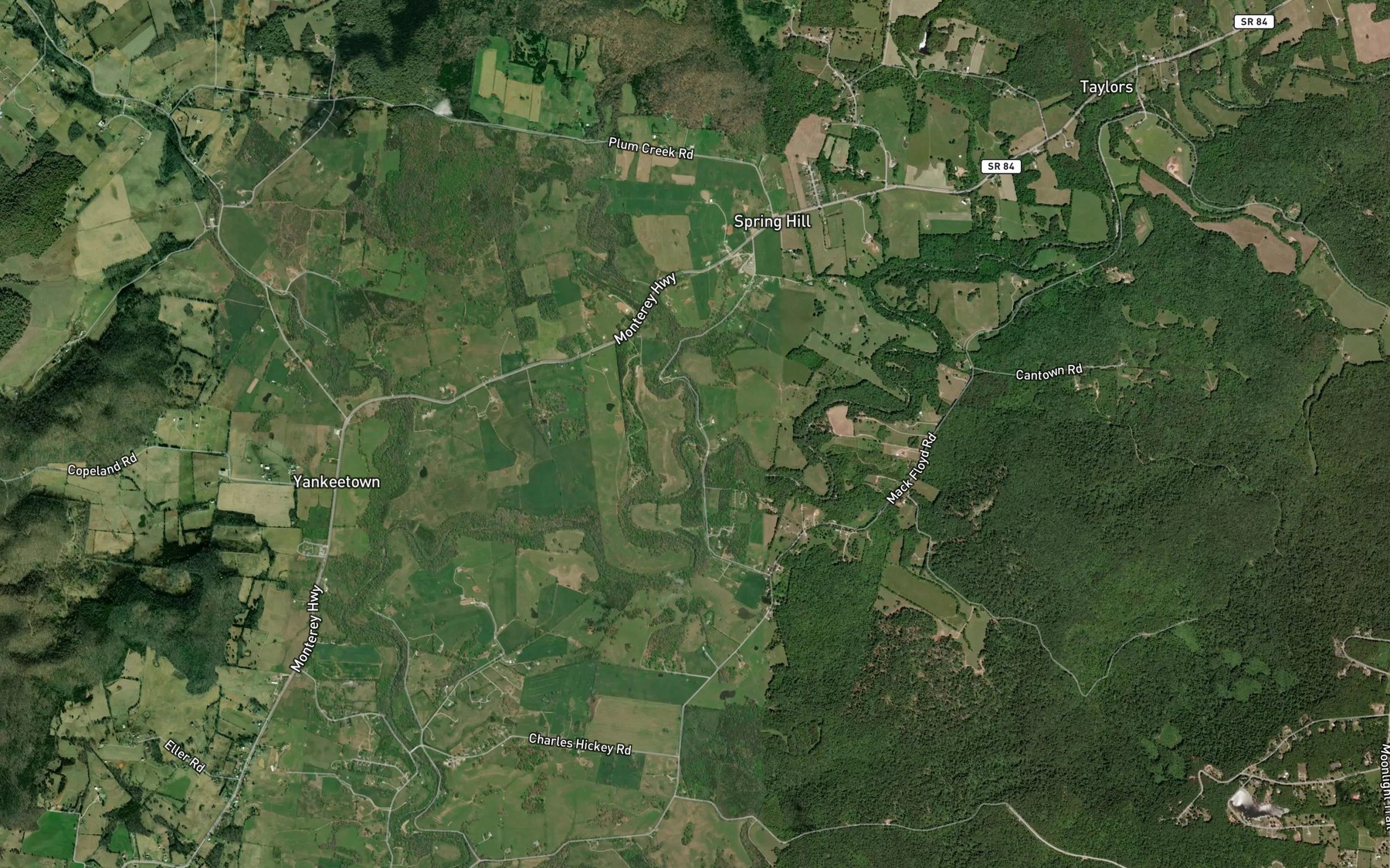 Satellite map of the Plum Creek