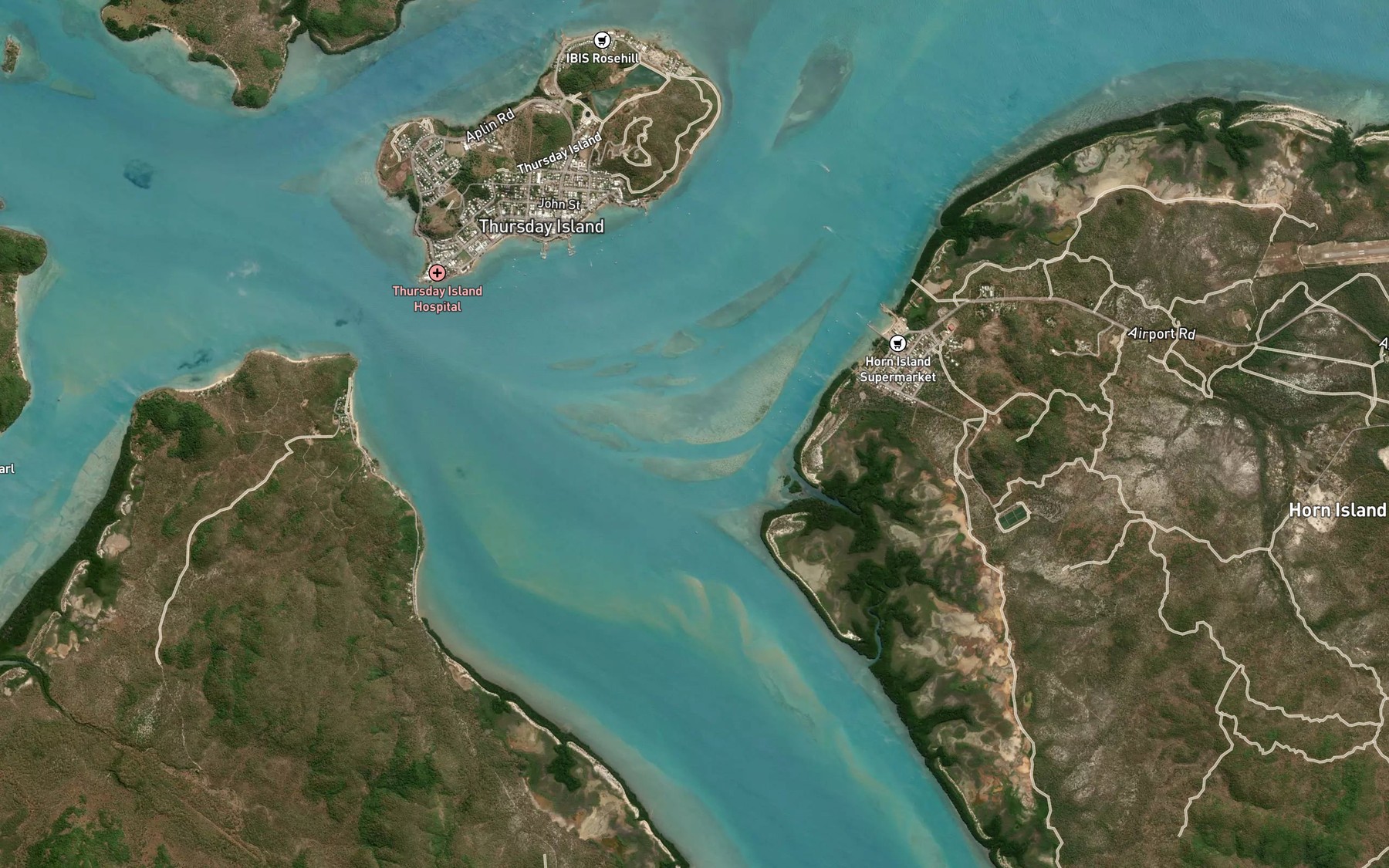 Satellite map of the Madge Reefs