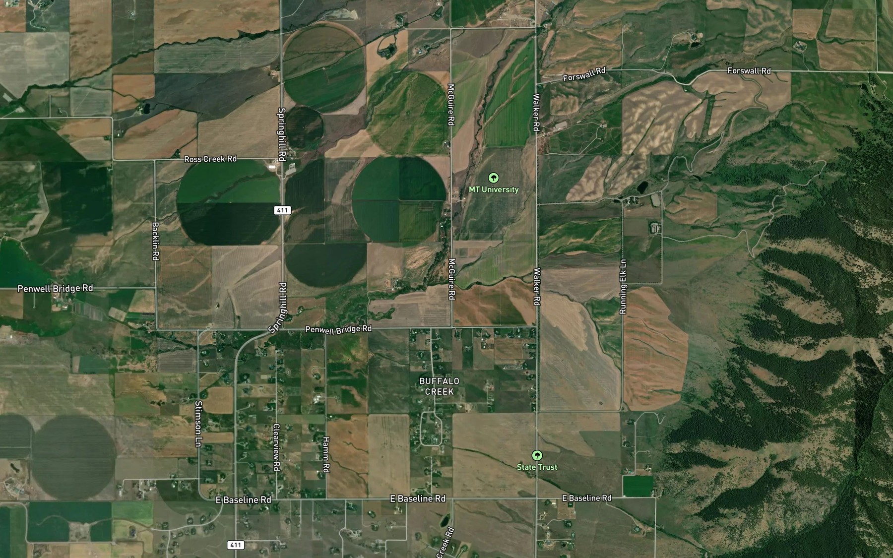 Satellite map of the Spring Branch