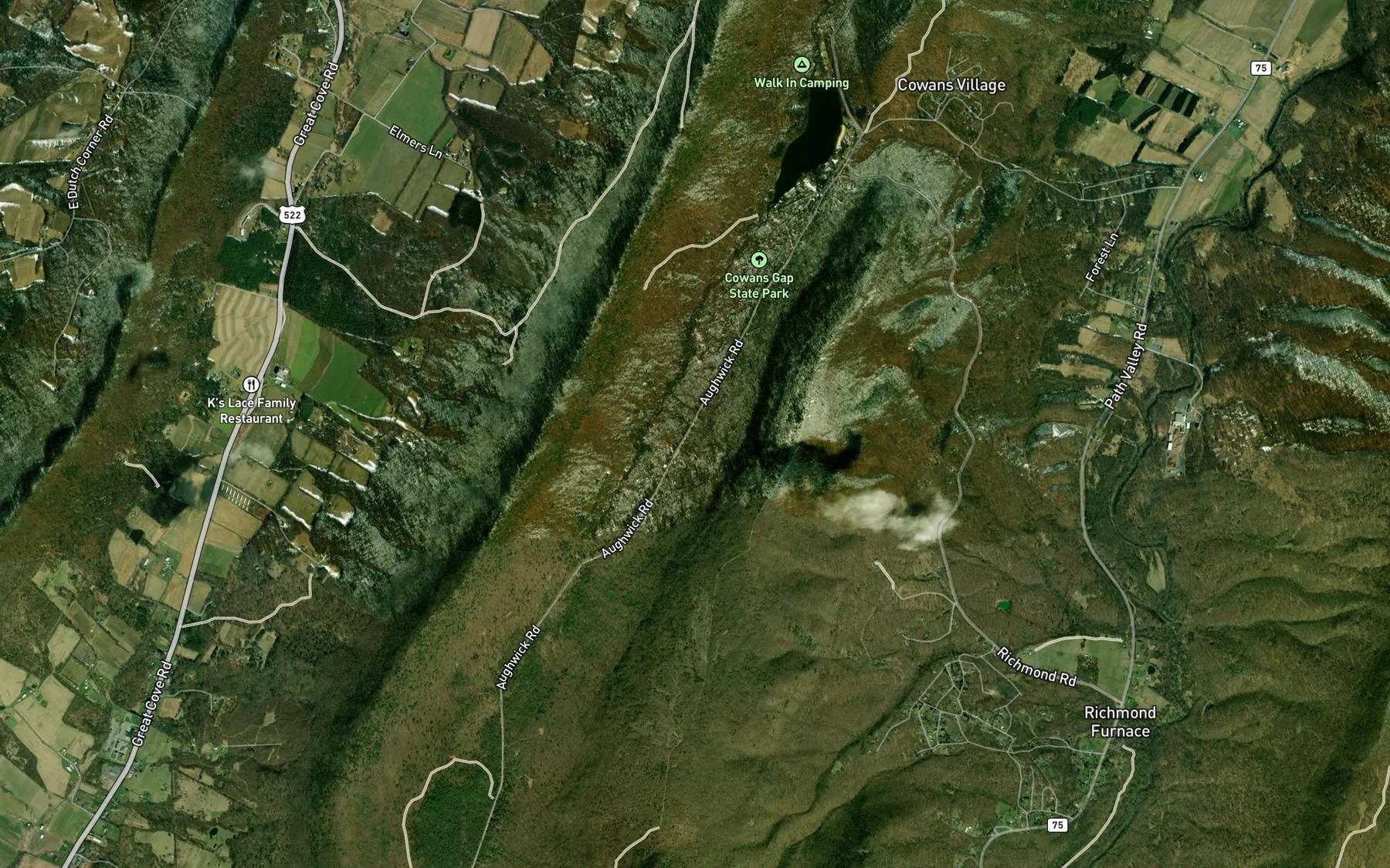 Satellite map of the Fritz Spring