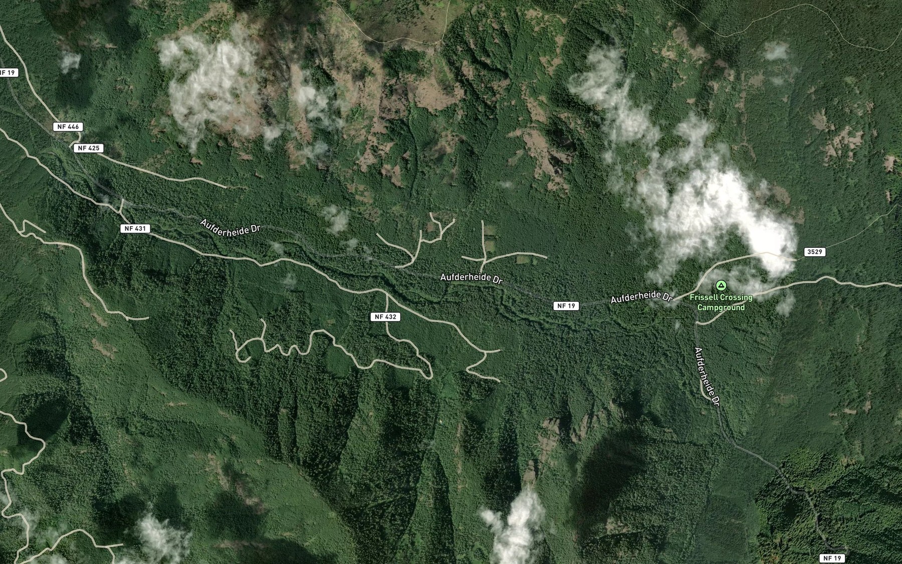 Satellite map of the Cascade Creek