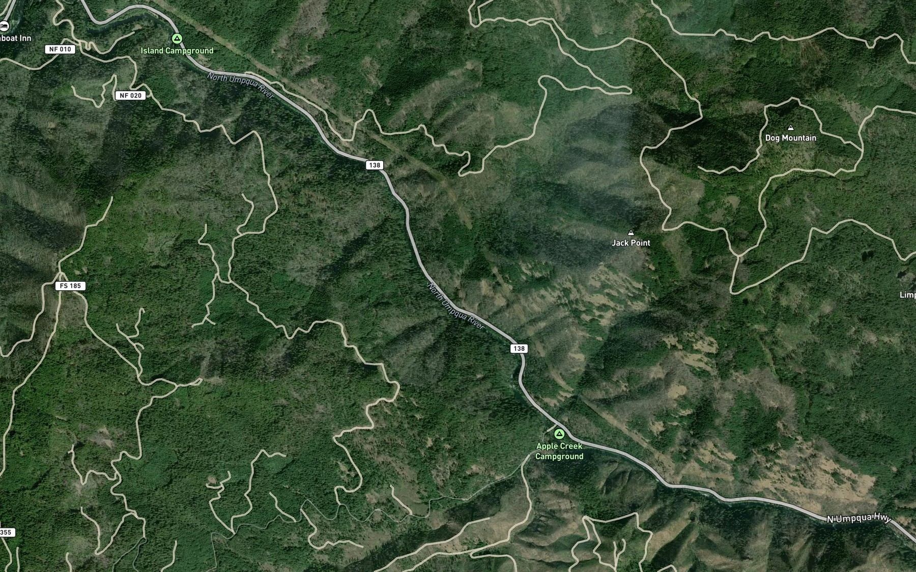 Satellite map of the Jack Falls