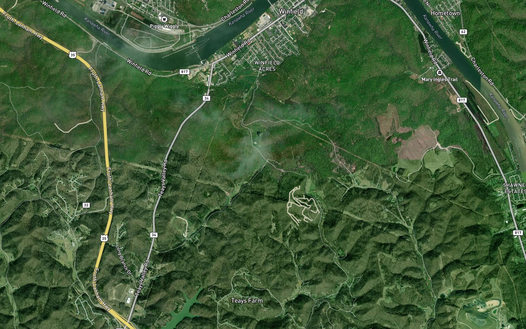 Satellite map of the Harmon Branch