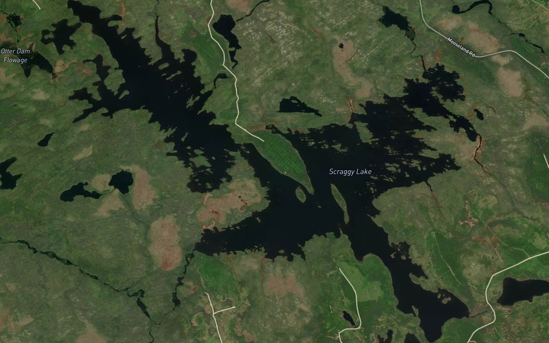 Satellite map of the Scraggy Lake