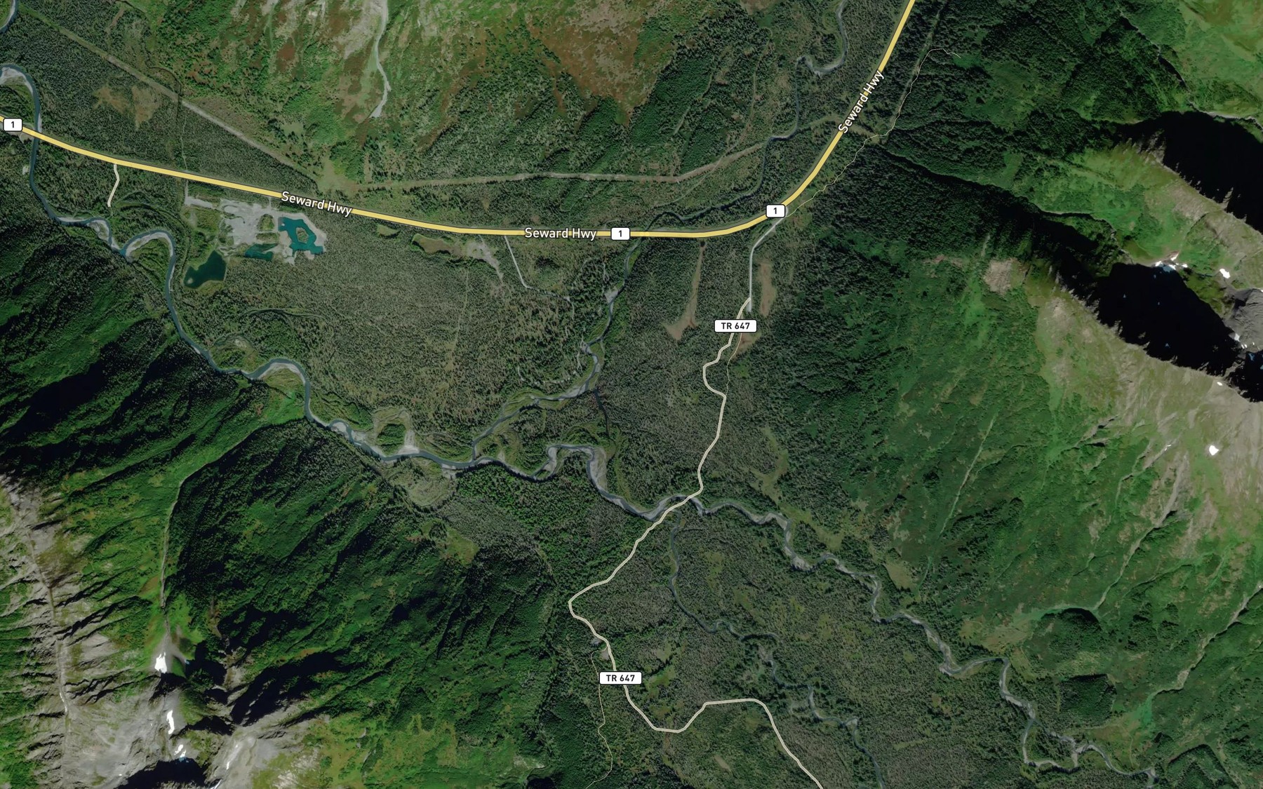 Satellite map of the Center Creek