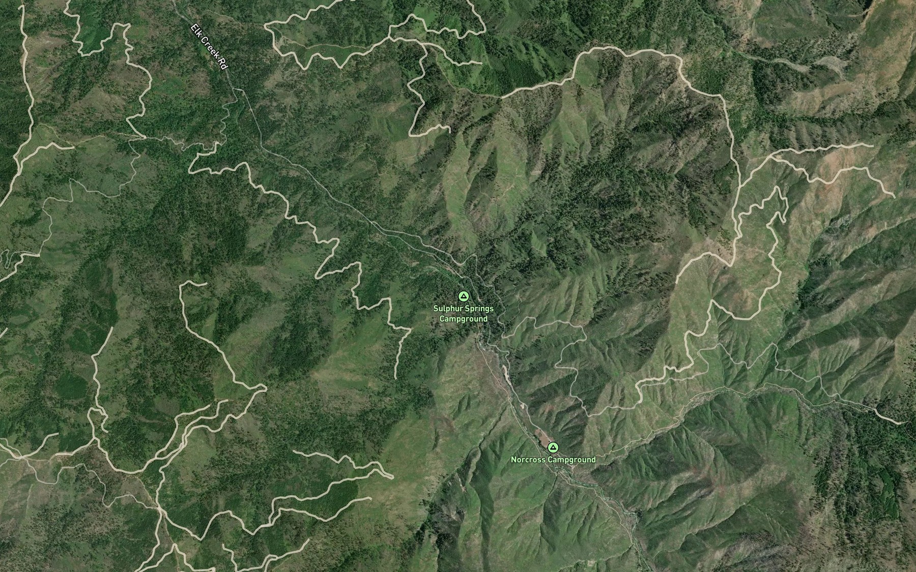 Satellite map of the Stanza Creek
