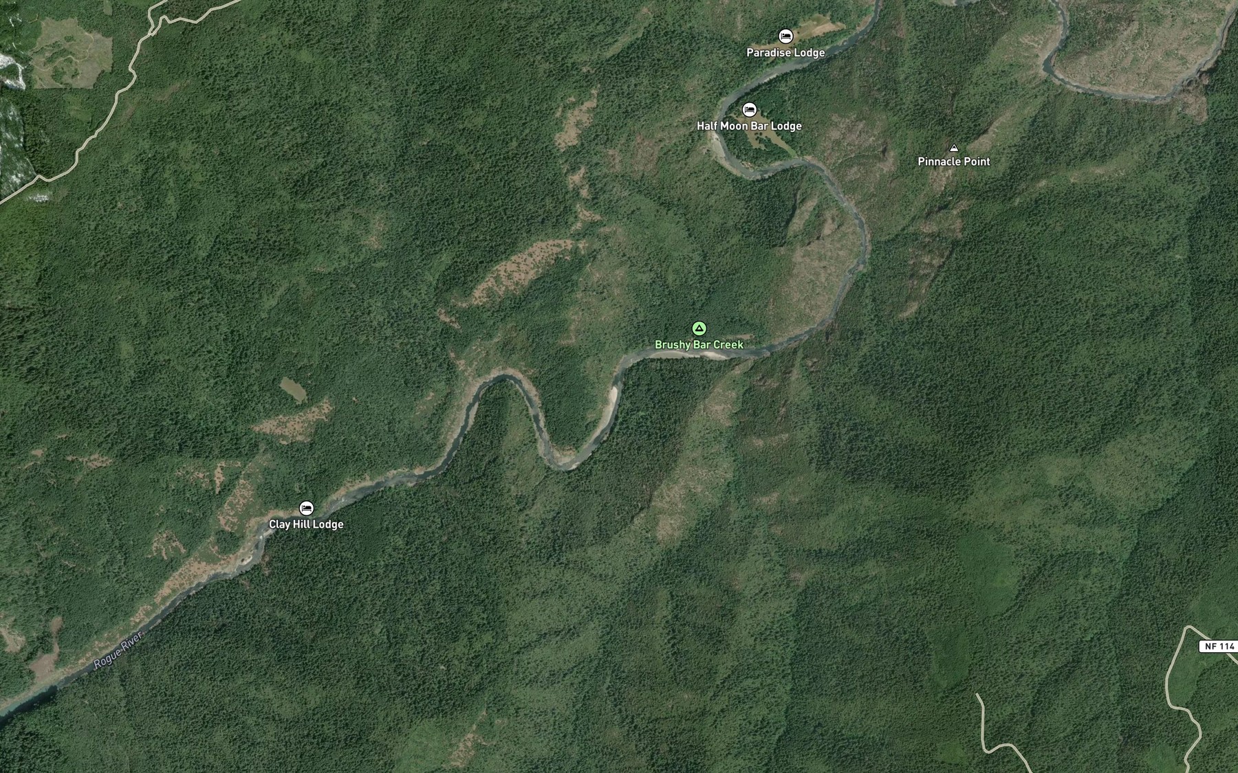 Satellite map of the Tichenor Riffle