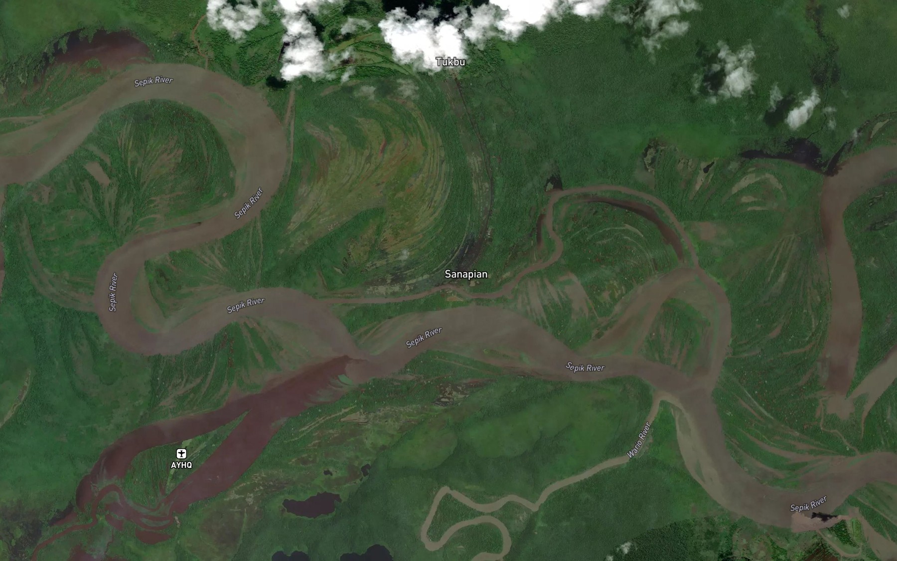 Satellite map of the Mabel River