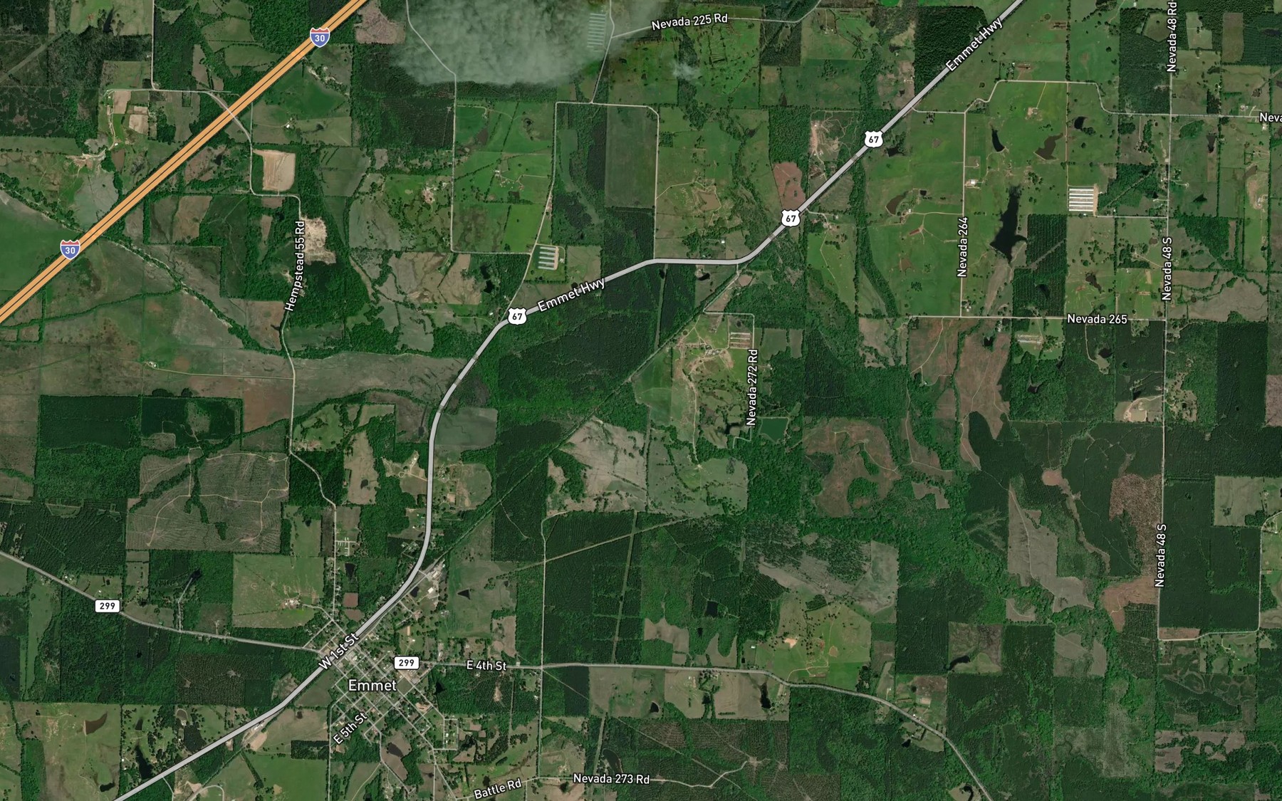 Satellite map of the May Creek