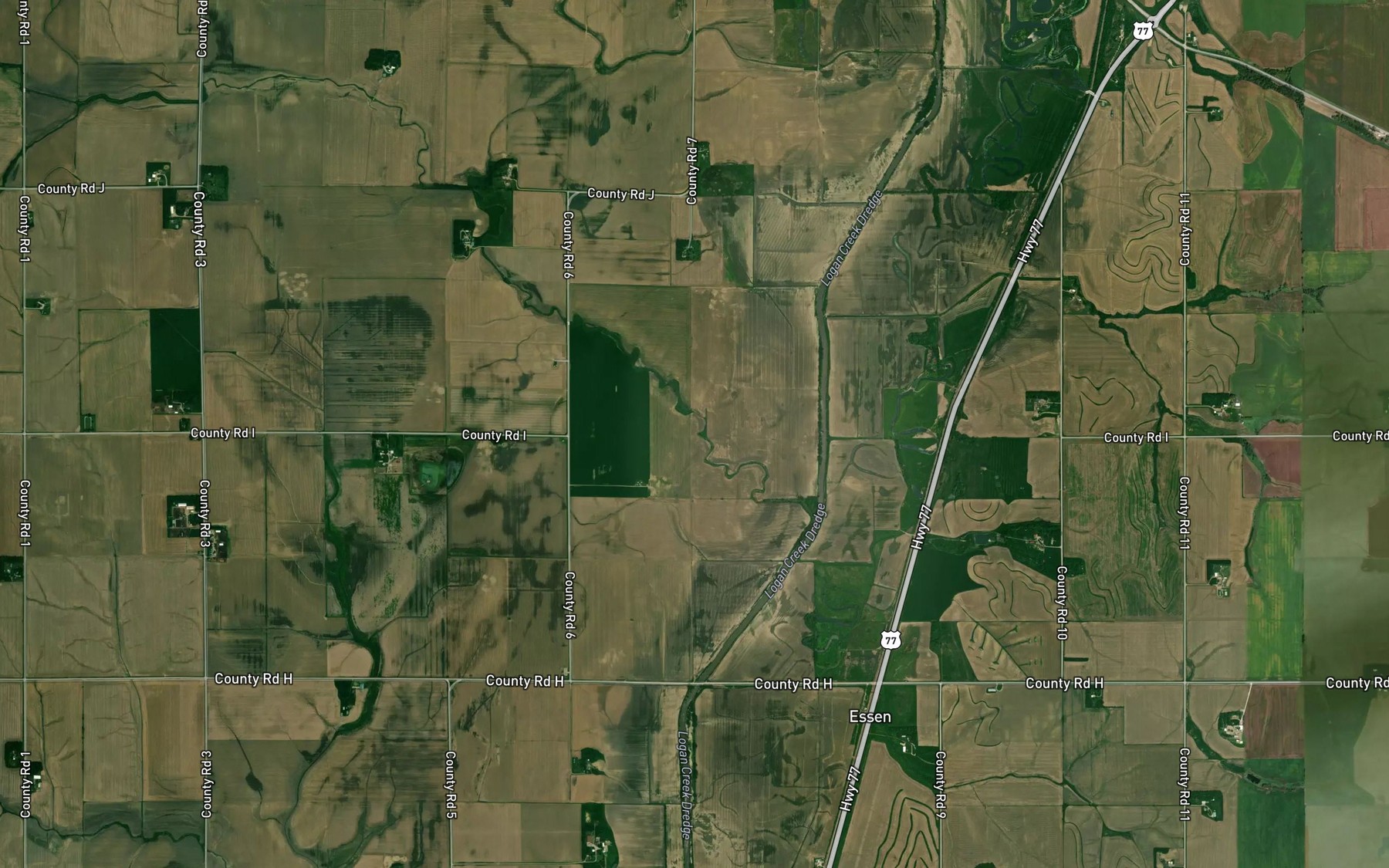 Satellite map of the Peterson Creek