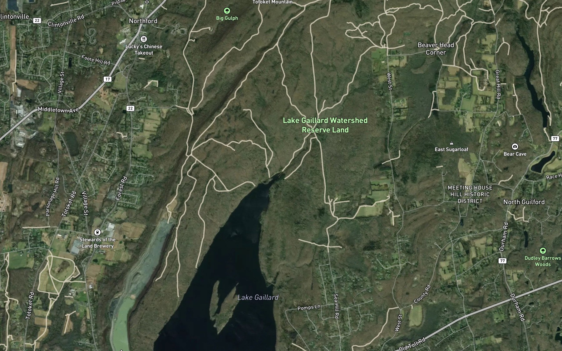 Satellite map of the Crooked Brook
