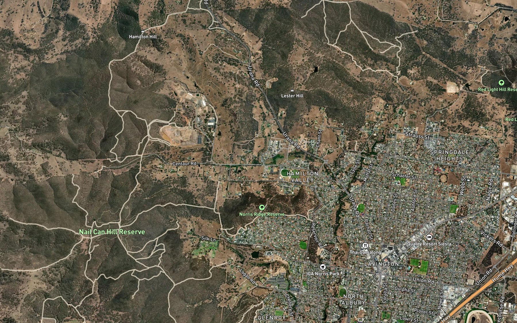 Satellite map of the Lesters Gully