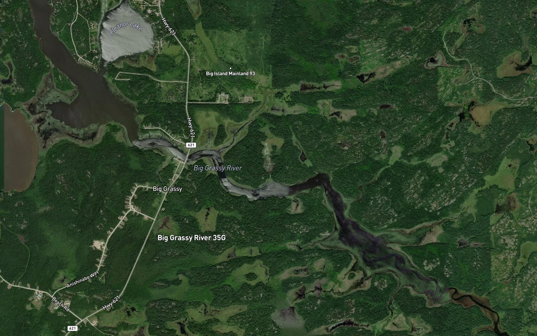 Satellite map of the Big Grassy River