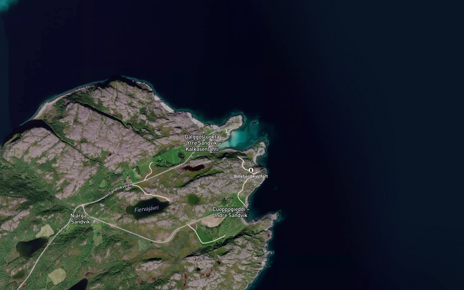 Satellite map of the Galgasluokta