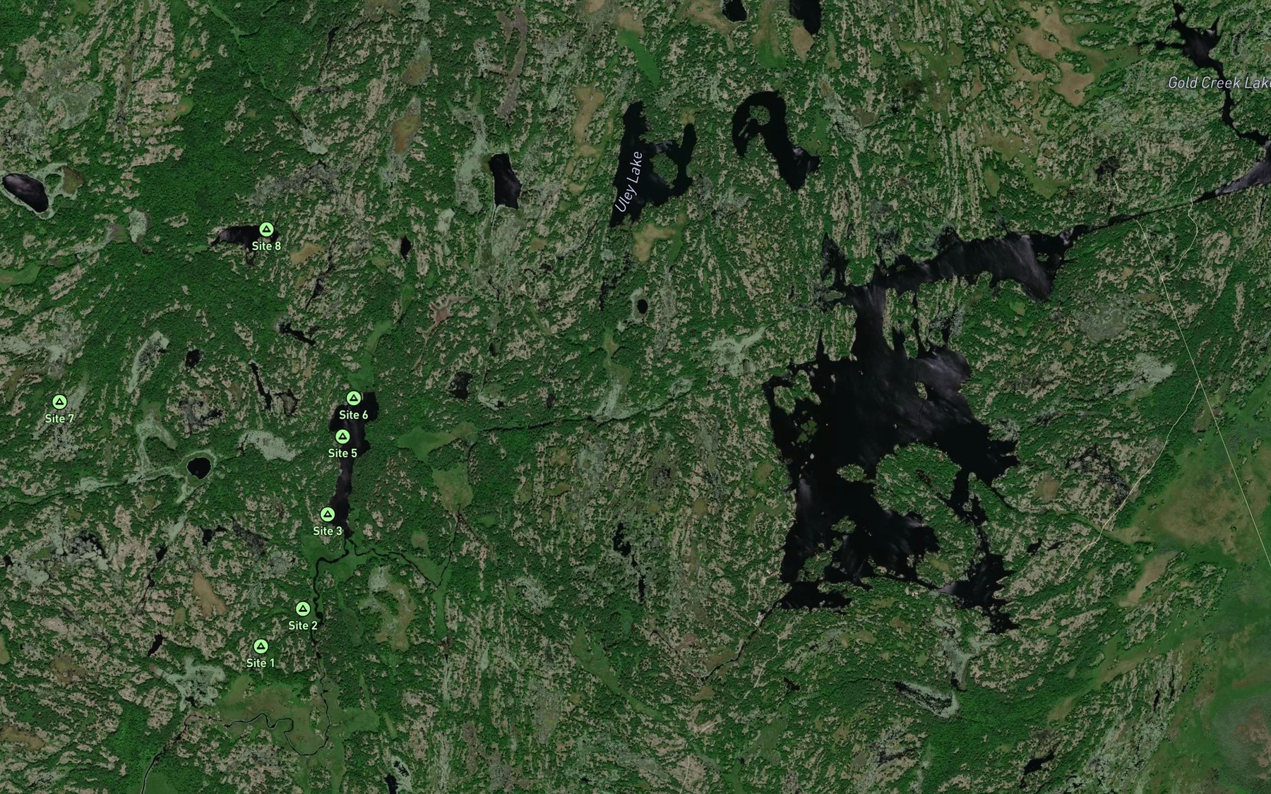 Satellite map of the Horn Lake
