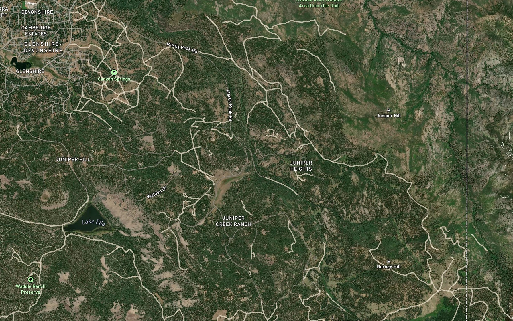 Satellite map of the West Juniper Creek