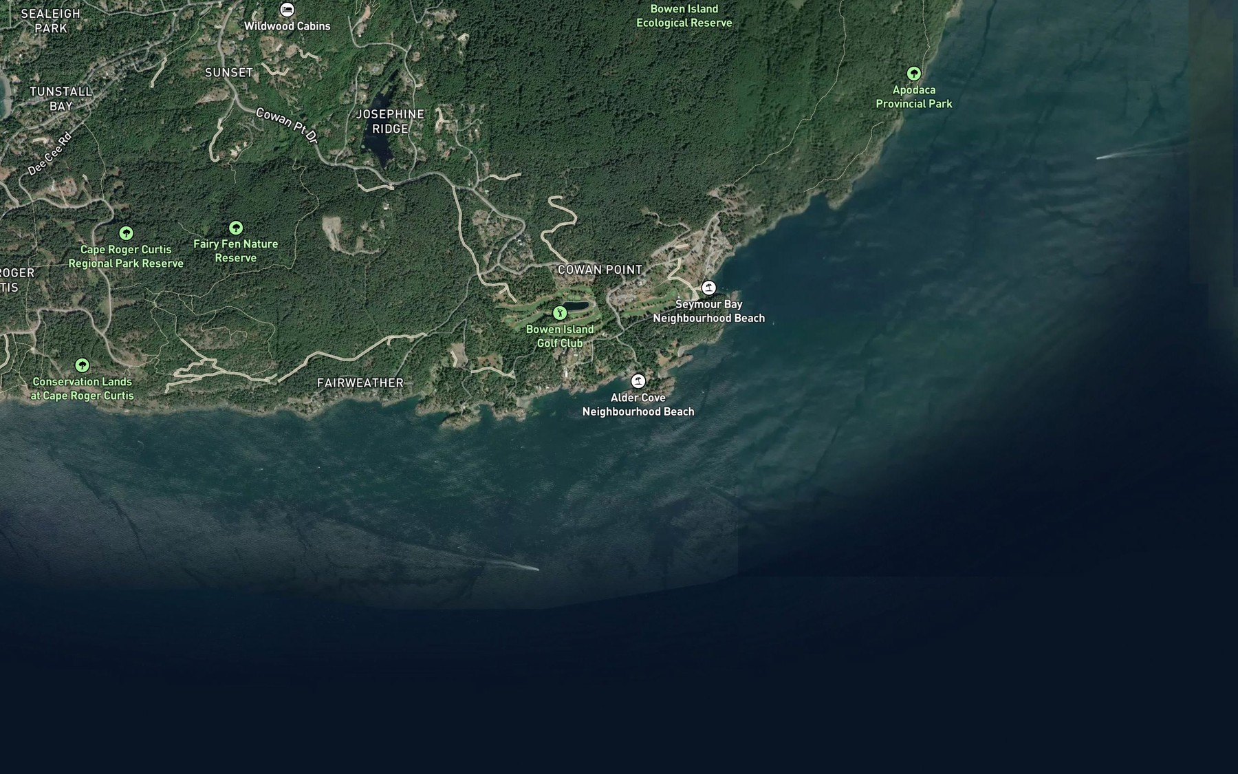 Satellite map of the Alder Cove