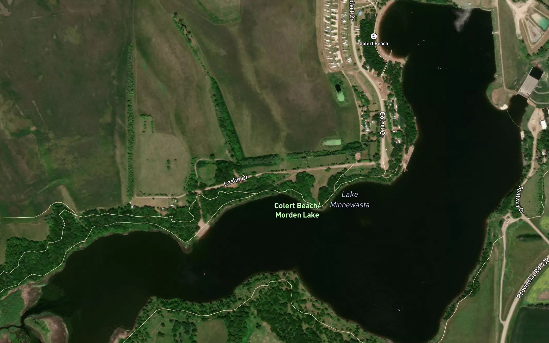 Satellite map of the Lake Minnewasta