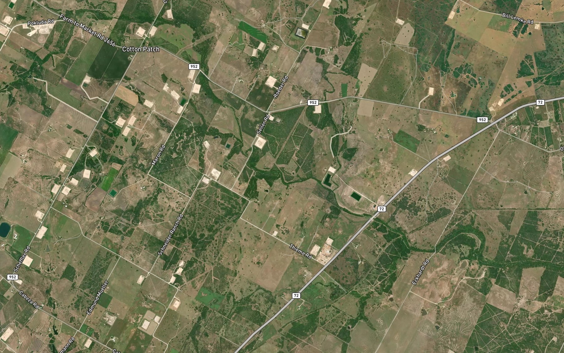 Satellite map of the Thomas Creek