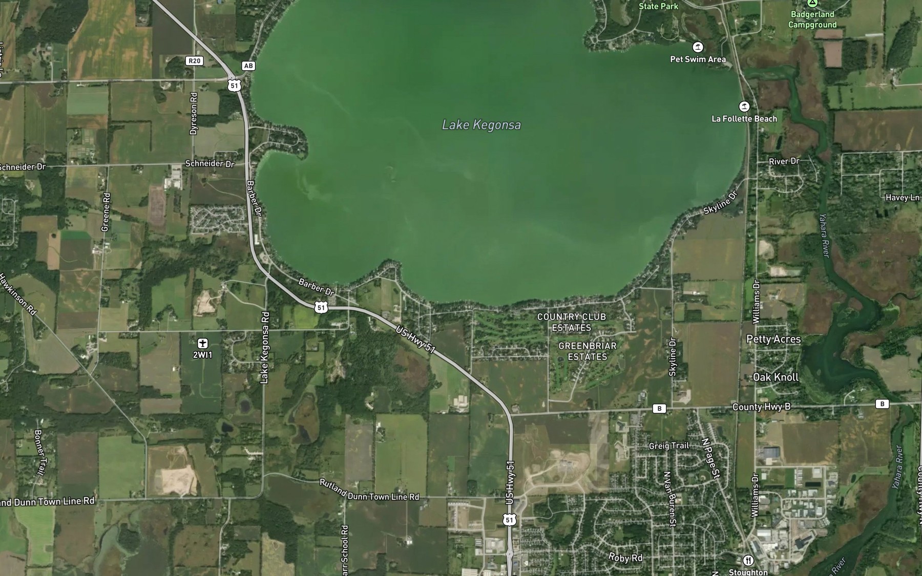 Satellite map of the Dewey Bay
