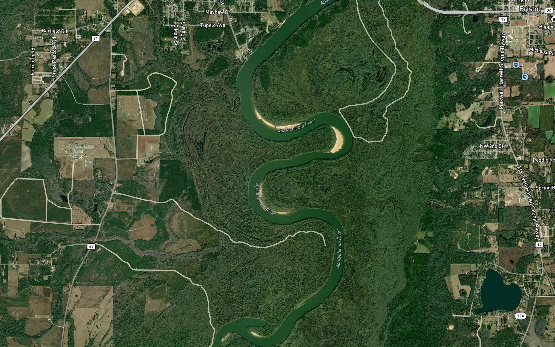 Satellite map of the Wind Lake